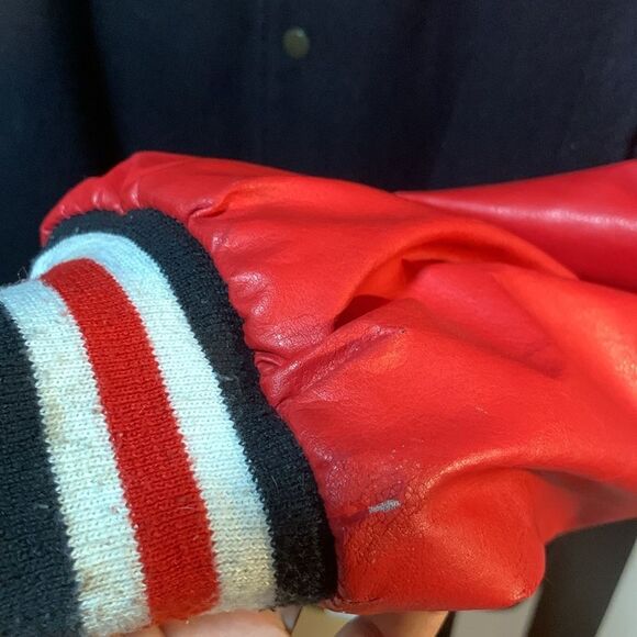 Vintage 90s Chevrolet Wool Baseball Bomber Jacket Faux Leather Sleeve XXLarge 2X - Picture 3 of 16